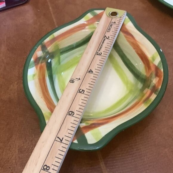 Hand-Painted Ceramic Dinnerware Set With Abstract Plaid Design Includes Plate - Picture 6 of 7